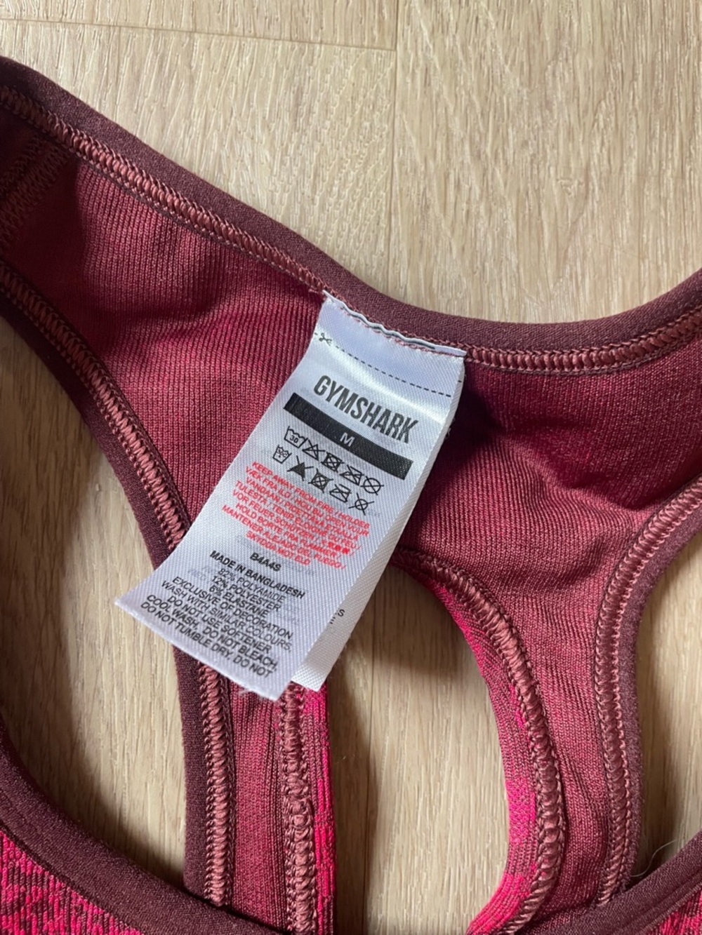 Gymshark Women’s Raspberry Marl Racerback Sports Bra - Picture 2 of 3